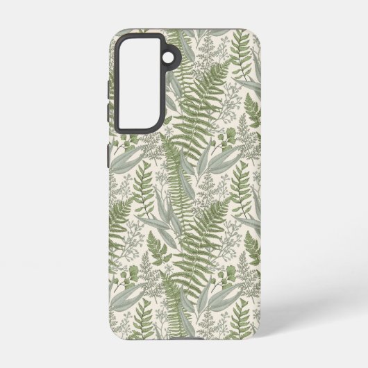 Green Leafy Garden Floral Pattern Samsung Galaxy Hoesje (Achterkant)