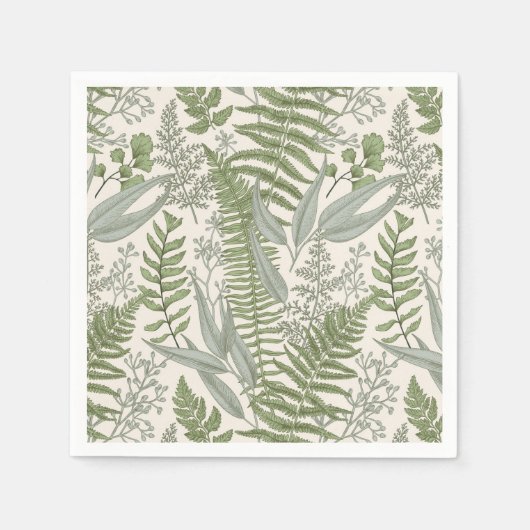 Green Leafy Garden Floral Pattern Servet (Voorkant)