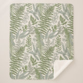 Green Leafy Garden Floral Pattern Sherpa Deken (Voorkant)
