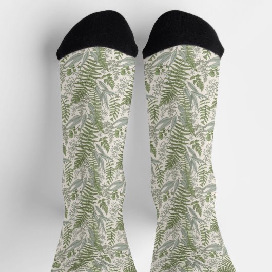 Green Leafy Garden Floral Pattern Sokken (Top)