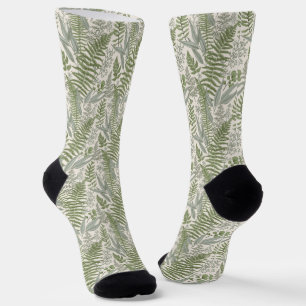 Green Leafy Garden Floral Pattern Sokken