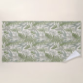 Green Leafy Garden Floral Pattern Strandlaken (Voorkant)