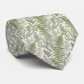 Green Leafy Garden Floral Pattern Stropdas (Opgerold)