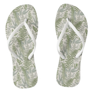 Green Leafy Garden Floral Pattern Teenslippers