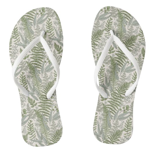 Green Leafy Garden Floral Pattern Teenslippers (Voetbed)