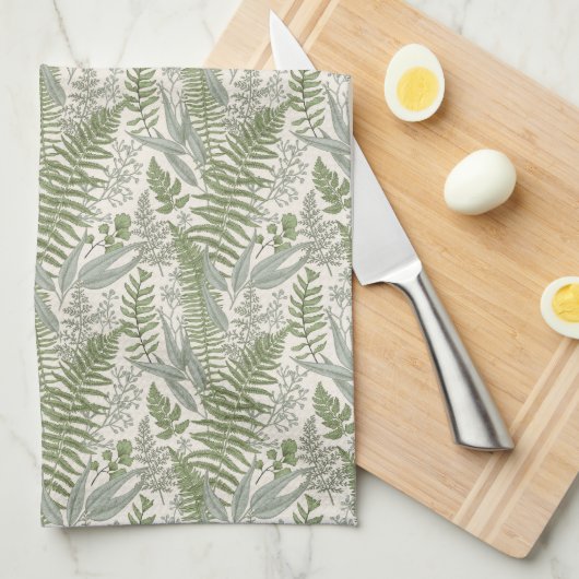 Green Leafy Garden Floral Pattern Theedoek (Quarter Fold)