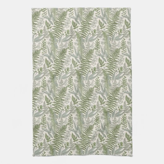 Green Leafy Garden Floral Pattern Theedoek (Verticaal)