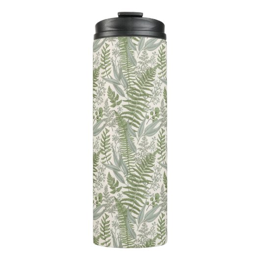 Green Leafy Garden Floral Pattern Thermosbeker (Voorkant)