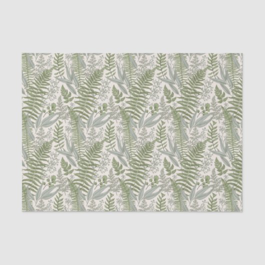 Green Leafy Garden Floral Pattern Tissuepapier (Voorkant)