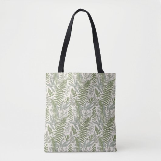 Green Leafy Garden Floral Pattern Tote Bag (Voorkant)