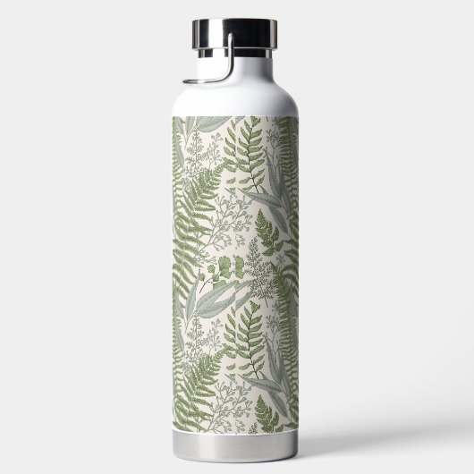 Green Leafy Garden Floral Pattern Waterfles (Rechts)