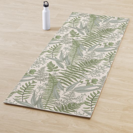 Green Leafy Garden Floral Pattern Yogamat (In situ)