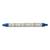 Green Leafy Garden Floral Pattern Zwarte Inkt Pen (Voorkant)