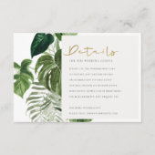 Green Leafy Palm Tropical Foliage Wedding Detail Informatiekaartje (Voorkant)