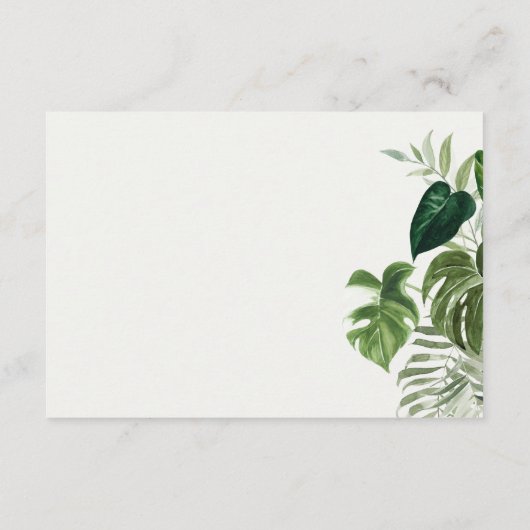 Green Leafy Palm Tropical Foliage Wedding Detail Informatiekaartje (Achterkant)