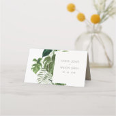 Green Leafy Palm Tropical Foliage Wedding Plaatskaartje (Voorkant)
