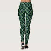 Green leafy pattern with blue petals Leggings (Achterkant)