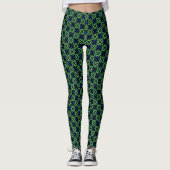 Green leafy pattern with blue petals Leggings (Voorkant)