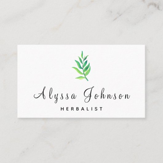 Green Leafy Plant Herbalist Homeopathie Minimalist Visitekaartje (Voorkant)