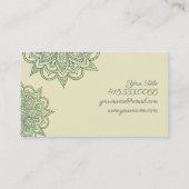 Green Leafy Symmetry Mandala Visitekaartje (Achterkant)