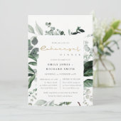 Green Leafy Tropical Fauna Rehearsal Dinner Invite Bedankkaart (Staand voorkant)
