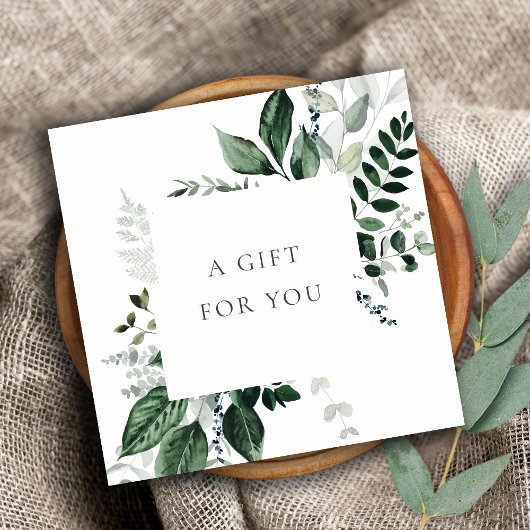 Green Leafy Tropical Foliage Fern Gift Certificate Vierkante Visitekaartje