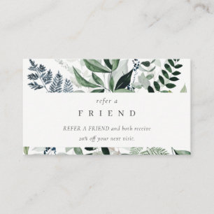 Green Leafy Tropical Foliage Fern Refer an Friend Visitekaartje