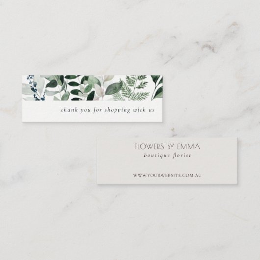 Green Leafy Tropical Foliage Hartelijk dank voor u Mini Visitekaartje (Voorkant / Achterkant)