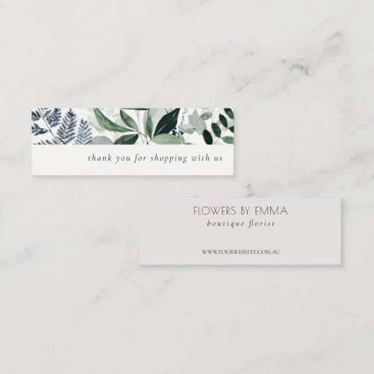 Green Leafy Tropical Foliage Hartelijk dank voor u Mini Visitekaartje (Voorkant / Achterkant)