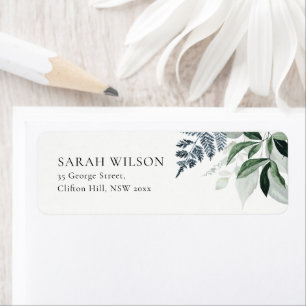 Green Leafy Tropical Foliage Leafy Address Label
