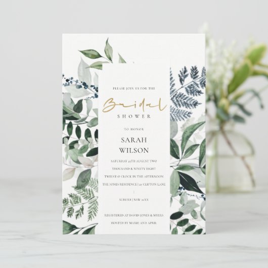 Green Leafy Tropical Foliage Vrijgezellenfeest Inv Bedankkaart (Staand voorkant)