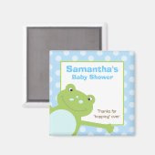 Green Leap Frog Favor Magnet (blauw/groen) (Voorkant / Achterkant)
