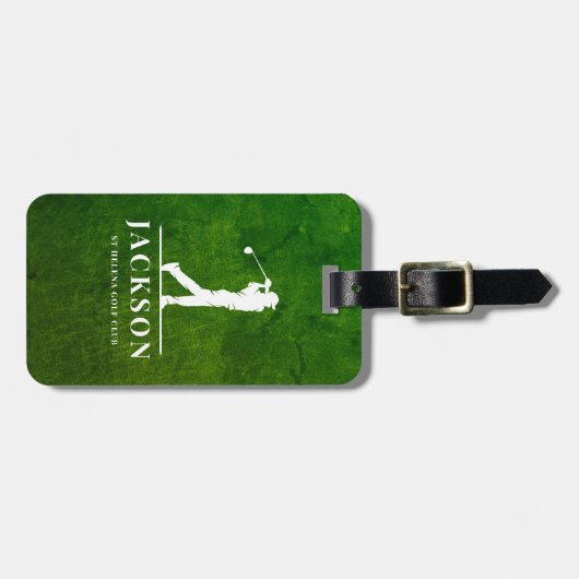 Green Leather Effect gepersonaliseerde monogram go Bagagelabel (Voorkant horizontaal)