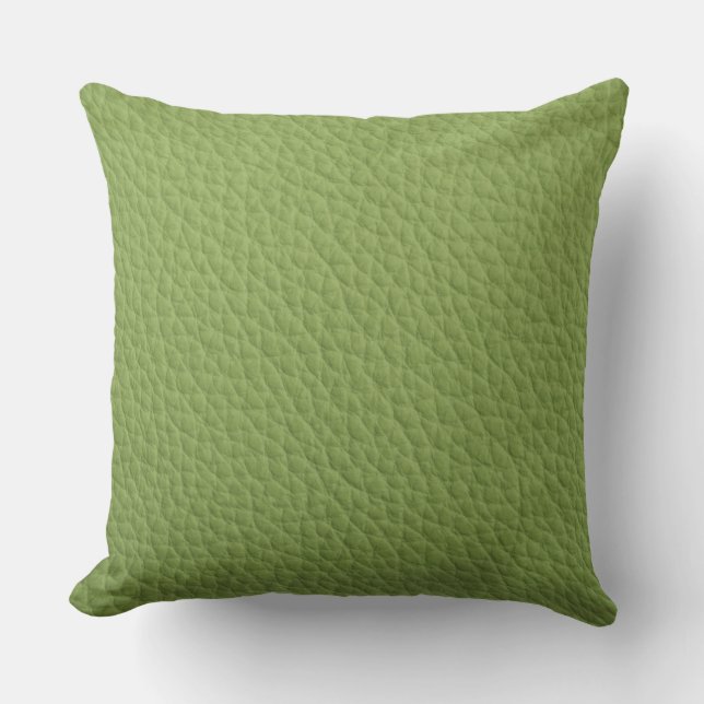 Green Leather look Print Pillow Kussen (Voorkant)