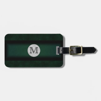 Green Leather Monogramed Bagagelabel