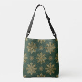Green Leather Tooled with Gold Snowflakes Initials Crossbody Tas (Achterkant)
