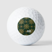 Green Leather Tooled with Gold Snowflakes Initials Golfballen (Voorkant)