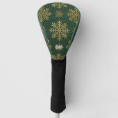 Green Leather Tooled with Gold Snowflakes Initials Golfheadcover (Voorkant)