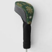 Green Leather Tooled with Gold Snowflakes Initials Golfheadcover (Schuin)