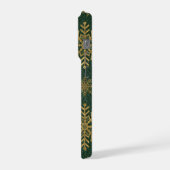 Green Leather Tooled with Gold Snowflakes Initials iPhone Hoesje (Linkerkant)
