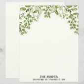 Green Leaves and Berries Stationery Paper (Voorkant / Achterkant)