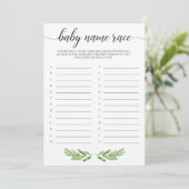 Green Leaves Baby shower Baby Name Race Game (Staand voorkant)