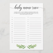 Green Leaves Baby shower Baby Name Race Game (Voorkant)