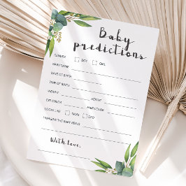 Green Leaves Baby shower Baby Predication Card