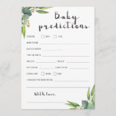 Green Leaves Baby shower Baby Predication Card (Voorkant)
