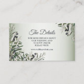 Green Leaves Black Olive Elegant Wedding Detail Informatiekaartje (Voorkant)