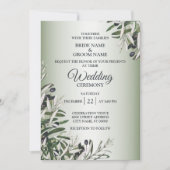 Green Leaves Black Olive Elegant Wedding Kaart (Voorkant)