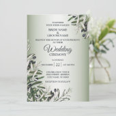 Green Leaves Black Olive Elegant Wedding Kaart (Staand voorkant)