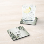 Green Leaves Black Olive Elegant Wedding Party Bier Onderzetter (Rechterzijde)