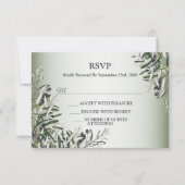 Green Leaves Black Olive Elegant Wedding Party RSVP Kaartje (Voorkant)